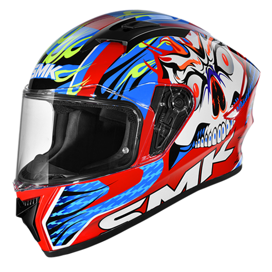 SMK STELLAR SKULL Full Face Helmet (GL315) Gloss Red White Blue